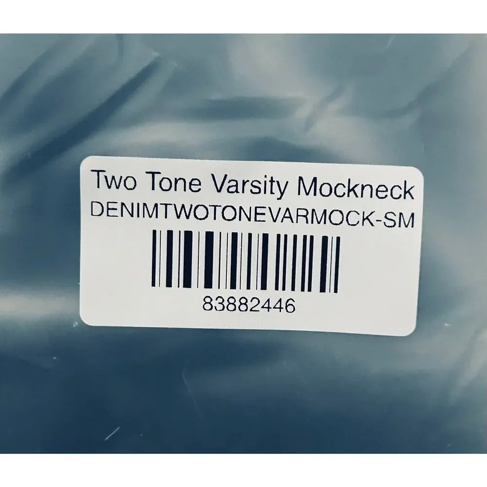 NEW Parke Heritage Back to School 2 Tone Mock. Navy/White w/Gray RIB. Size S/M. - Picture 8 of 10